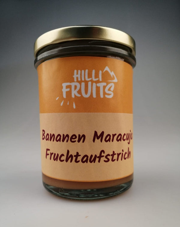 Banane-Maracuja Fruchtaufstrich 230g mit 66,7% BIO-Fruchtpüree Banane-Maracuja Hilli fruits