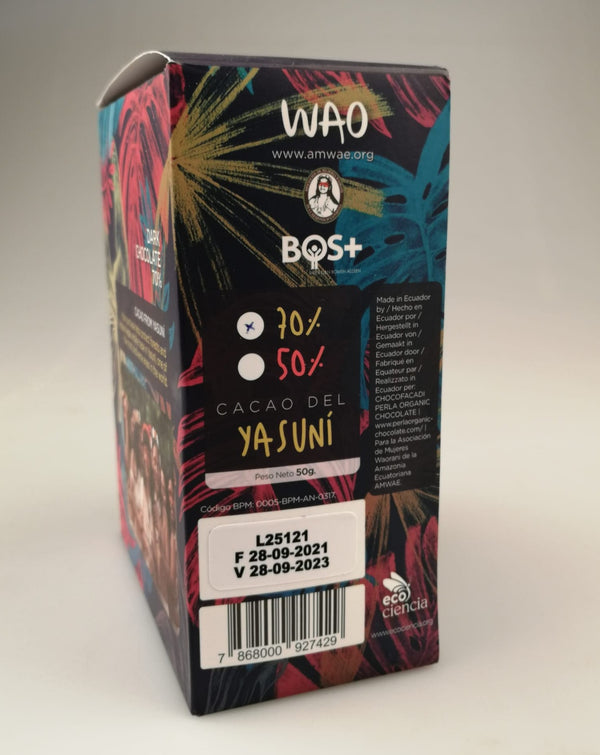 WAO Bio Vollmundige Edelbitter-Schokolade 70% Kakao - 10er Karton je 50g